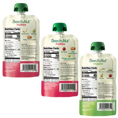 Beech-Nut Baby Food Variety Pack, Fruit &amp; Root Veggie Blends Baby Food Pouches, Fruit &amp; Veggie Purees, 3.5oz (18 Pack)