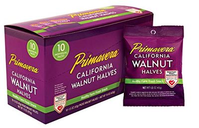 Primavera Snack Pack Walnuts Linden&#39;s Best - 10 Pack 1.5 oz Trail Snack Light Halves Vegan Protein, Keto Snack, Gluten Free
