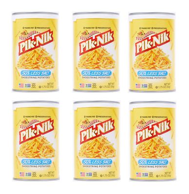 Picnic Foods Shoestring Potato Crisps - 50% Less Salt - Pack of 6 - Delicious Shoestring Potato Snacks - Great for Snacking or for Lunches - Share with Friends and Family