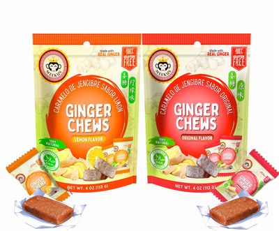 Meekus Ginger Chews - Natural Ginger Candy Chews for a Delightful Taste Sensation, Real Natural Ginger, No Artificial Flavors - Invigorating Snack for All Ages, Lemon&amp;Original 4oz Bag (2 Pack)