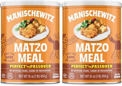 Manischewitz Matzo Meal, 16 oz Resealable Canister, (2 Pack - Total 2lbs) Kosher for Passover