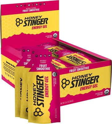 Honey Stinger Organic Fruit Smoothie Energy Gel | Gluten Free &amp; Caffeine Free | For Exercise, Running and Performance | Sports Nutrition for Home &amp; Gym, Pre and Mid Workout | 24 Pack, 26.4 Ounce