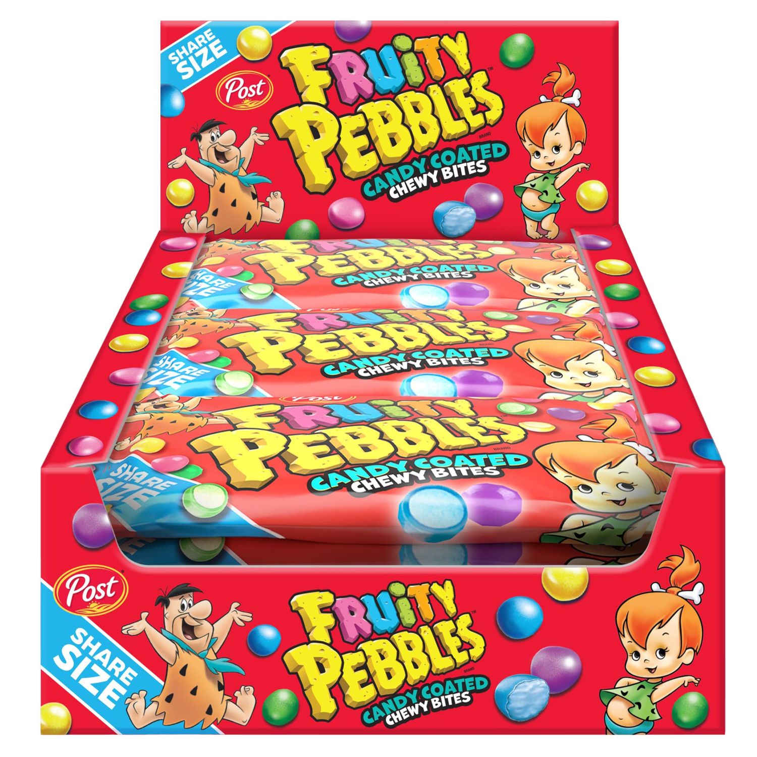 Post Fruity PEBBLES Chewy Bites Candy - Fruity Candy Variety Pack - Individually Wrapped Candy - Gluten Free Candy - 3.75oz, Box of 12