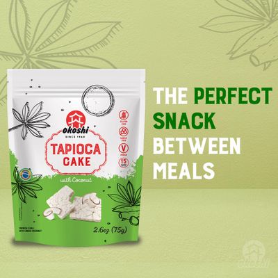 OKOSHI - Pack of 5 Low Carb Tapioca Toasts - Japanese Snacks, Healthy Snacks for Dieting - Only 2 Ingredients, Vegan, Kosher, Non-GMO - Tapioca &amp; Coconut - 5 x 2.64oz