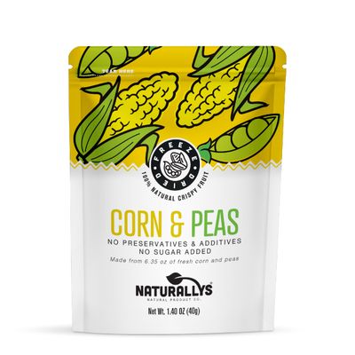 NATURALLYS Freeze-Dried Fruit, 100% All Natural Crispy Fruits, No Sugar Added, Non GDO, Kosher, Dehydrated Fruit, Bare and Variety Snacks Packs (Corn &amp; Peas)