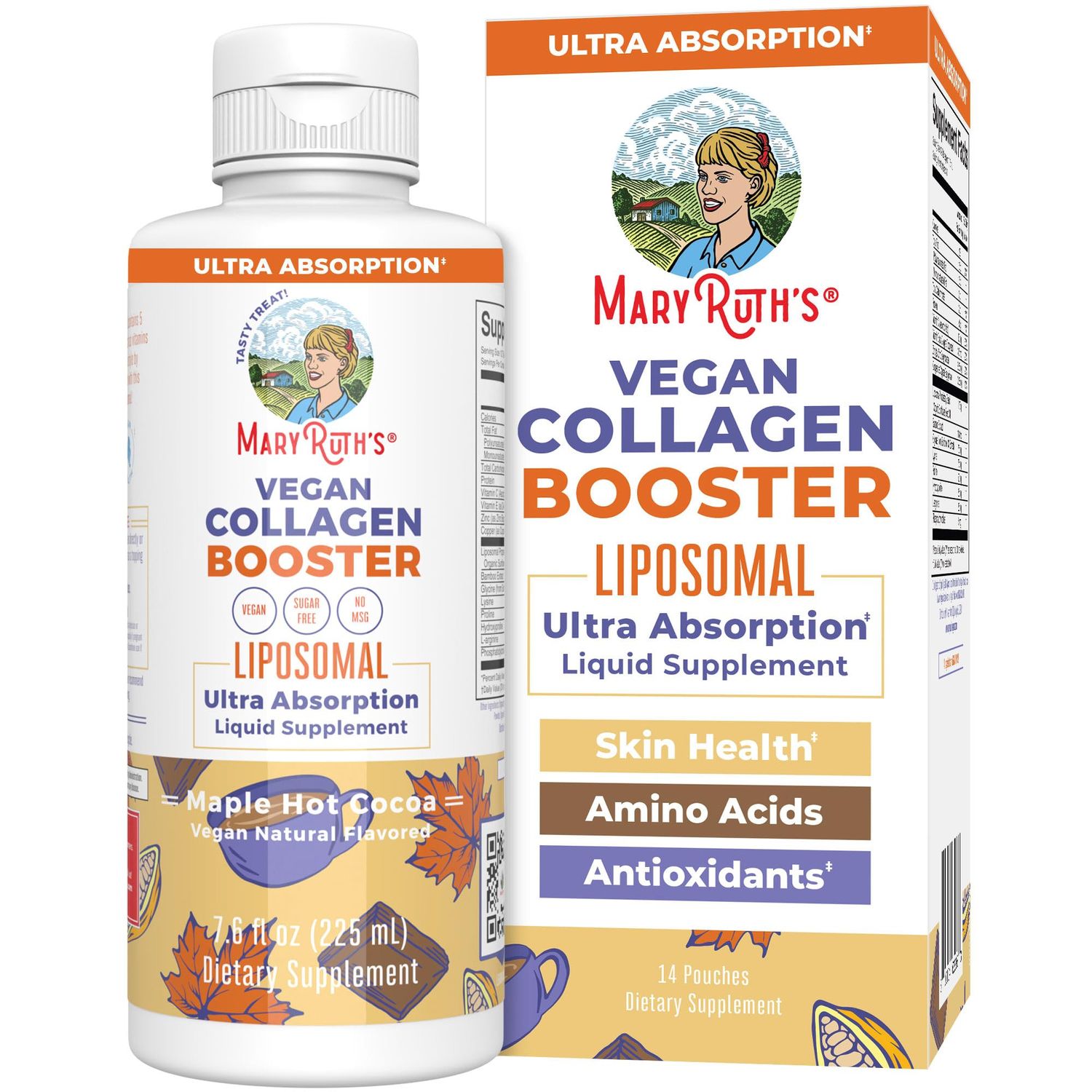 MaryRuth Organics Collagen Booster Liposomal, Sugar Free, Liquid Collagen Booster with Vitamin C, Vitamin E, Zinc, Copper &amp; Silica, Skin Care &amp; Joint Support Supplement, Vegan, Non-GMO, 7.6 Fl Oz