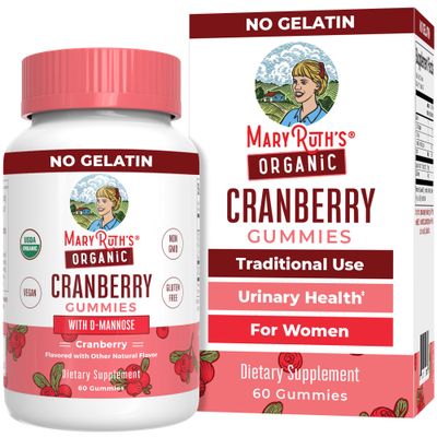 MaryRuth Organics Organic Cranberry Gummies | Cranberry Supplement | Urinary Tract Health for Women | with D Mannose | 500mg Cranberry | Traditional Use | USDA Organic | Vegan | Non GMO | 30 Servings