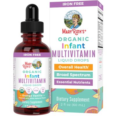 Multivitamin for Infants by MaryRuth&#39;s | USDA Organic | Multivitamin Liquid Drops for Babies 6-12 Months | Immune Support &amp; Overall Wellness | Vegan | Non-GMO | Gluten Free | 2 Fl Oz