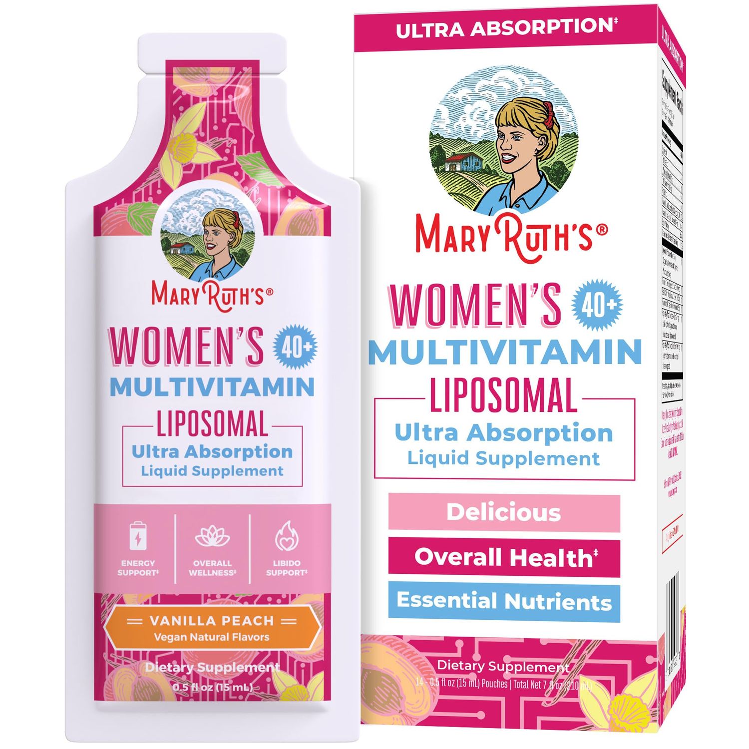 MaryRuth Organics Multivitamin for Women 40 | Womens Multivitamin Liposomal | Immune Support Supplement | Energy Supplements &amp; Sleep Aid | Methylated Multivitamin | Vegan | Sugar Free | 14 Servings