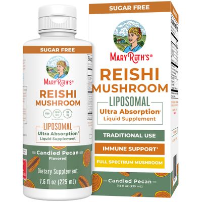 MaryRuth&#39;s Reishi Vegan Mushroom Supplement | Ultra Absorption Reishi Supplement Liposomal | Immune Support with 200mg Beta-Glucans, Vegan |Full Spectrum Reishi Mushrooms Fruiting Body | 7.6 oz,