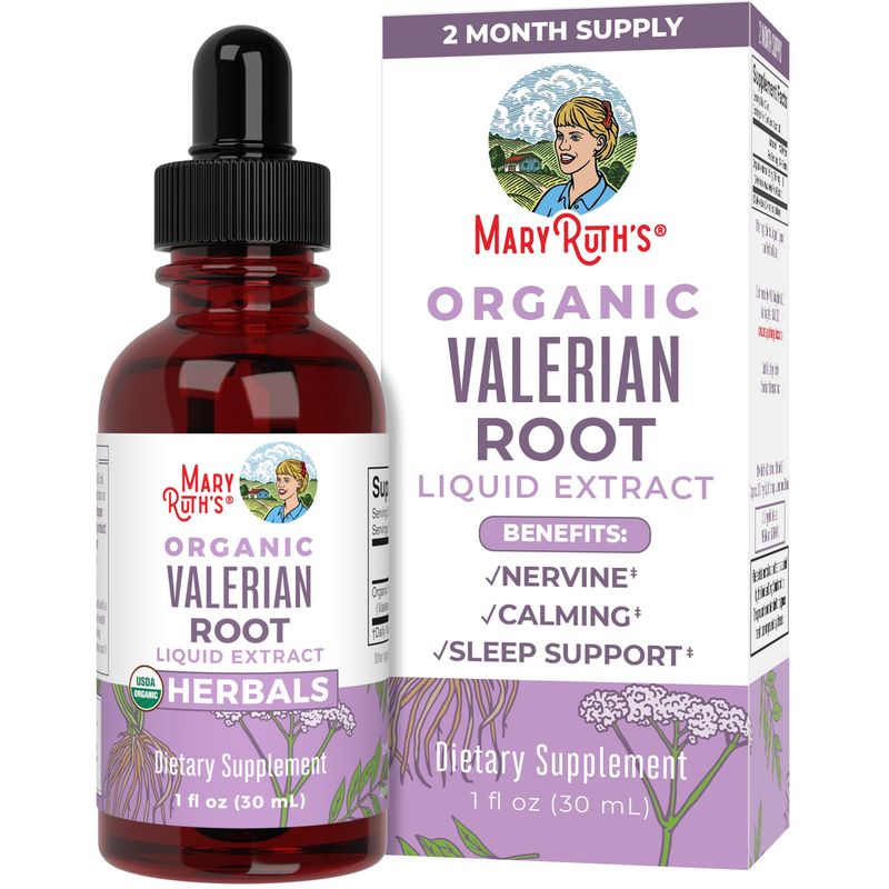 MaryRuth Organics Valerian Root Liquid Drops | 2 Month Supply | Sugar Free | USDA Organic Valerian Root Drops | Support Sleep | Calm and Stress Relief | Vegan | Non-GMO | Gluten Free | 60 Servings