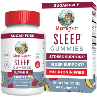 MaryRuth Organics Sleep Gummies | Sugar Free | NO Melatonin | L Theanine, Lemon Balm, Chamomile, Vitamin B6 | Relaxation &amp; Sleep Support for Adult | Vegan | Non-GMO | Gluten Free | 60 Count
