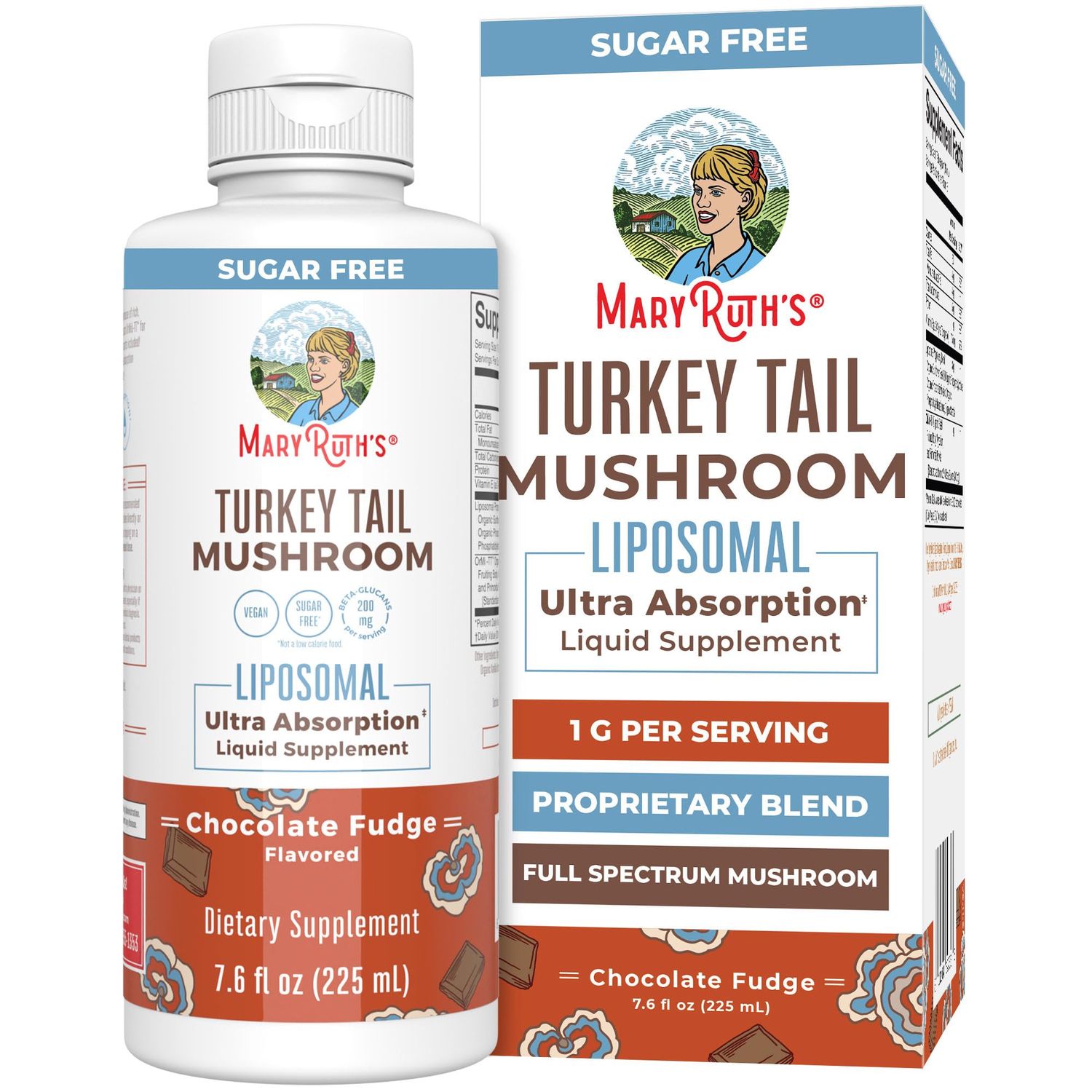 Turkey Tail Mushroom Supplement by MaryRuth&#39;s | Ultra Absorption Liposomal | Full Spectrum Mushroom | 200mg Beta-Glucans Per Serving | Vegan | 7.6 oz | 15 Servings