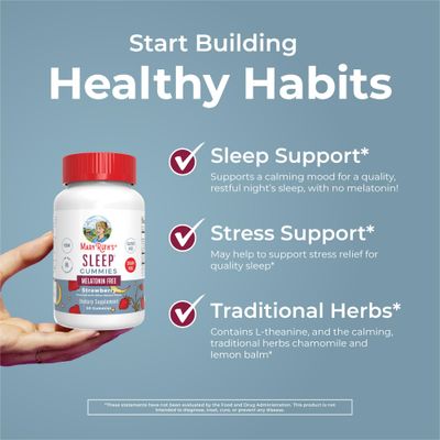 MaryRuth Organics Sleep Gummies | Sugar Free | NO Melatonin | L Theanine, Lemon Balm, Chamomile, Vitamin B6 | Relaxation & Sleep Support for Adult | Vegan | Non-GMO | Gluten Free | 60 Count