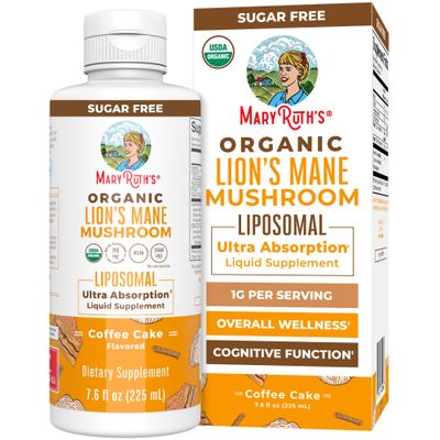 Organic Lions Mane Supplement by MaryRuth&#39;s | Ultra Absorption Liposomal | Full Spectrum Lion&#39;s Mane Mushroom | 200mg Beta-Glucans Per Serving | USDA Organic | Vegan | 7.6 oz | 15 Servings