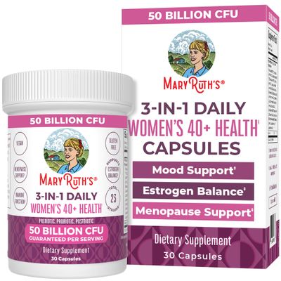 MaryRuth Organics 3-in-1 Daily Health 40+ Probiotics for Women | Clinically Tested | Estrogen Supplement for Women | 50 Billion CFU | Allergen Free | 30 ct
