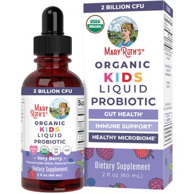 Kids Probiotic Liquid Drops by MaryRuth&#39;s | USDA Organic Probiotics for Digestive Health | Ages 4+ Gut Health &amp; Immune Support Supplement | Overall Health | Vegan | Non-GMO | 1 Fl Oz