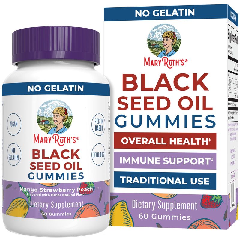 MaryRuth Organics Black Seed Oil Gummies | Black Cumin Seed Oil Supplement | Traditionally Used for Immune Support &amp; Cardiovascular Health | Vegan | No Gelatin | Pectin Based | 60 Gummies
