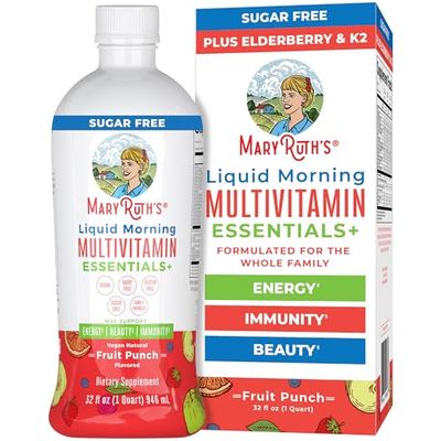 MaryRuth&#39;s Multivitamin for Women Men &amp; Kids | Sugar Free | Vegan | Vitamin A, C, D, E, B12, Zinc | Daily vitamins for Kids, Mens, Womens Multivitamin | Energy &amp; Beauty Booster Multimineral | 32 Fl Oz