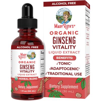 MaryRuth Organics Herbal Supplement for Brain Function | Boost Energy | Memory | Vitality USDA | Ginseng with Ashwagandha | Eleuthero and Maca Root Extract | 1 Fl Oz
