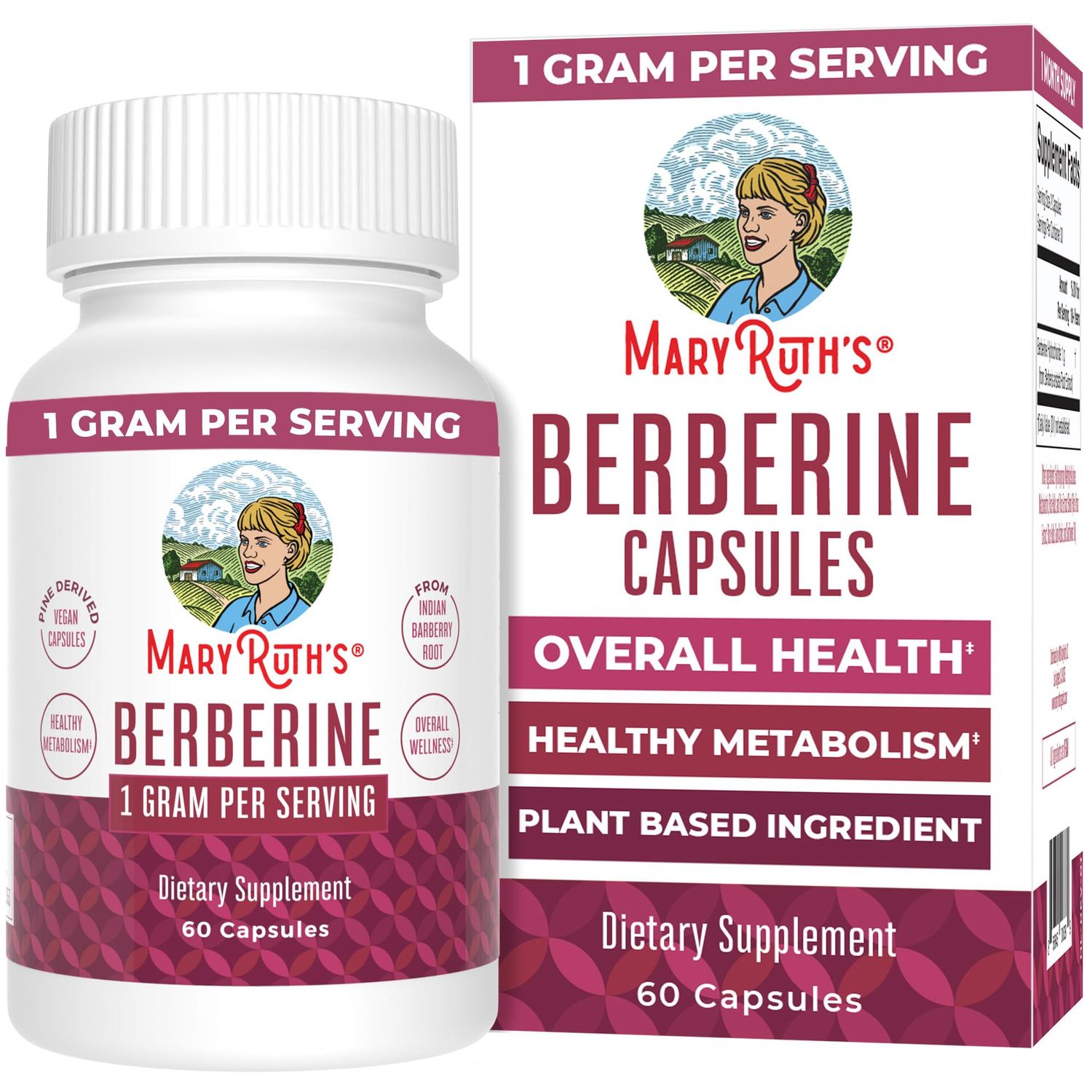 Berberine Supplement by MaryRuth&#39;s | Berberine 1000 mg Per Serving | 1 g Berberine | Healthy Metabolism with Diet and Exercise | Overall Health | Vegan Capsules | 30 Serving