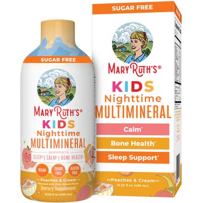 Kids Liquid Nighttime Multimineral by MaryRuth&#39;s | Kids Vitamins | Bone Health | Calm Calcium Magnesium Supplement | Vegan | Sugar Free | 30-180 Servings | 15.22 fl oz