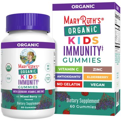 MaryRuth&#39;s Kids Immune Support Gummies | USDA Organic | Vitamin C, Zinc, and Elderberry Gummies for Kids| Immune Support for Kids Ages 4+ | Vegan | Non-GMO | Gluten Free | 60 Count