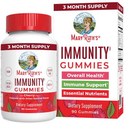 Mary Ruth&#39;s 5-1 Immunity Gummies with Elderberry for Kids &amp; Adults | Cherry | Pectin Based | Vegan | 90 Count