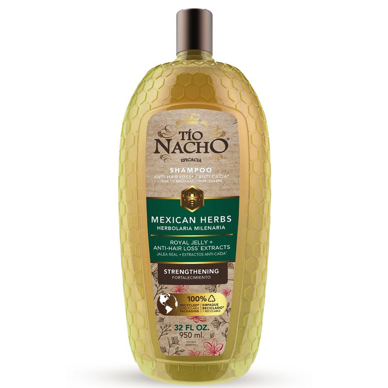 Tio Nacho Mexican Herbs Shampoo, Strengthening, Anti Hair Loss &amp; Anti Breakage with Royal Jelly, Ginseng &amp; Jojoba, Paraben &amp; Cruelty Free, 32 Fl Oz