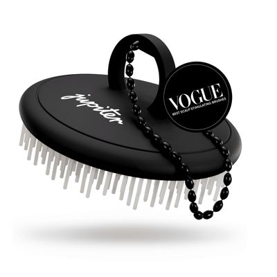 Jupiter Exfoliator Brush For Removing Dandruff &amp; Build-Up - Detangling Scrubber For Wet or Dry Hair - Supports Circulation &amp; Growth - For All Hair Types - Black