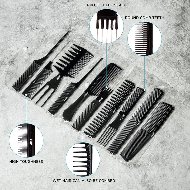 KISS Professional 10-pc Comb Set-Detangle &amp; Style Assortment