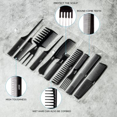 KISS Professional 10-pc Comb Set-Detangle &amp; Style Assortment