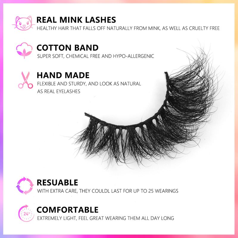 Barbiely 20MM Mink Eyelashes, 3 Pairs 3D Mink Lashes, False Eyelashes Natural Look, Super Fluffy Full Strip Lashes Caat-Eye Mink Lashes, 100% Handmade &amp; Cruelty-Free Fluffy Volume Wispy Lashes(VIP)