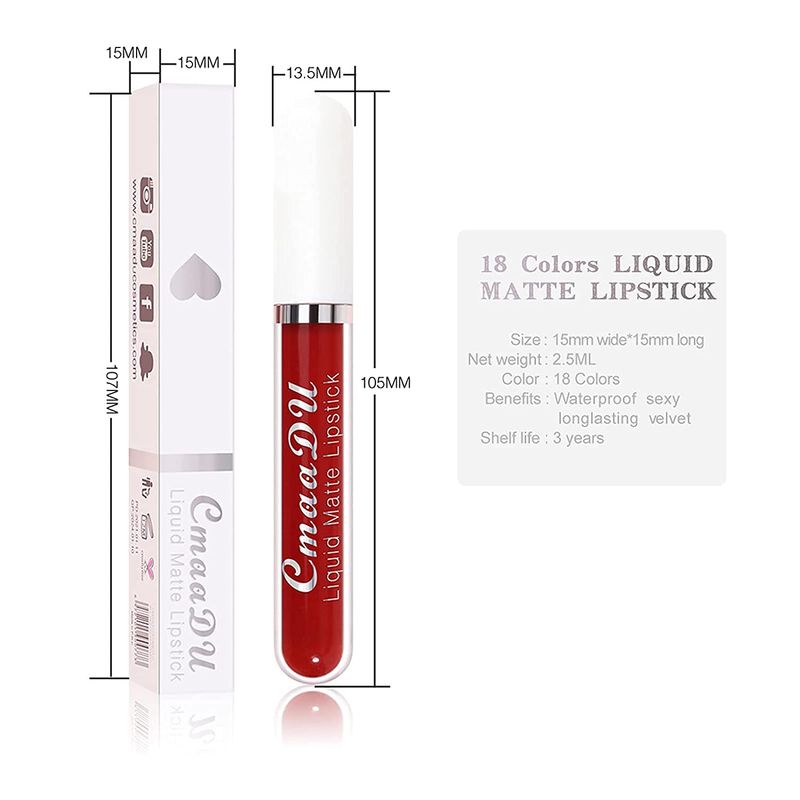 Gireatick 18 colors Matte Velvety Liquid Lipstick Set, Long Lasting Lip Stain Waterproof Non-Stick Cup Liquid Lipgloss Set, High Pigmented Velvet Lip Gloss Kit