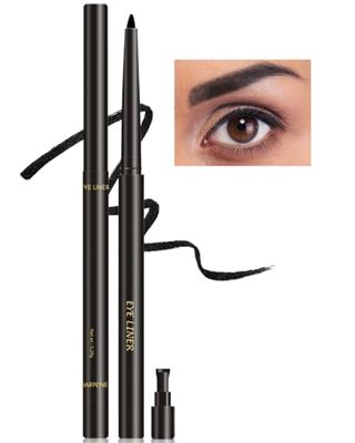 Erinde Black Gel Eyeliner for Mature Women - Waterproof Smudge-proof Eye Liner Pencil, Gel Cream Matte Texture, Built-in Sharpener, Long Lasting Precision Waterline Eyeliner for Older Women