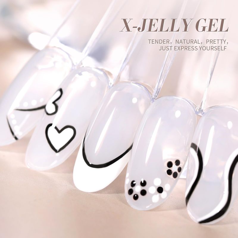 Born Pretty Milky White Gel Nail Polish Jelly White Sheer Translucent Neutral Gel Polish Hema-Free Soak Off Nail Art Gel 0.5Oz 15ml, 0.54 Fl Oz