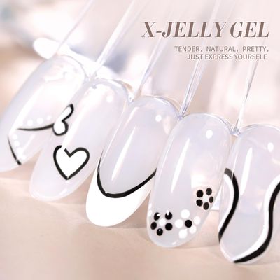 Born Pretty Milky White Gel Nail Polish Jelly White Sheer Translucent Neutral Gel Polish Hema-Free Soak Off Nail Art Gel 0.5Oz 15ml, 0.54 Fl Oz