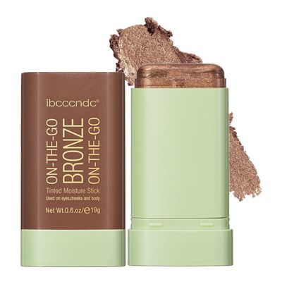 Mysense Cream Bronzer Stick, Shimmer Face Highlighter Stick, Buildable Highlight Contour Stick Makeup, Silky Smooth Formula for A Natural Radiant Look, 04 Beach Glow