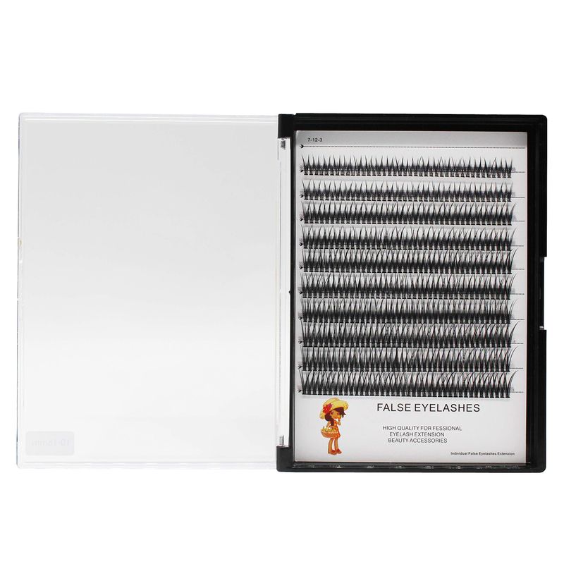 Bodermincer 400pcs D Curl Lash Clusters 8-10-12-14mm10-12-14-16mm MIX Fish Tail Lash Cluster Premade Volume Lash Fans Volume Lashes Knotted (Black 10-12-14-16mm MIX)