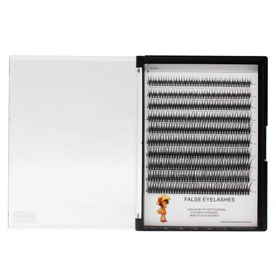 Bodermincer 400pcs D Curl Lash Clusters 8-10-12-14mm10-12-14-16mm MIX Fish Tail Lash Cluster Premade Volume Lash Fans Volume Lashes Knotted (Black 10-12-14-16mm MIX)