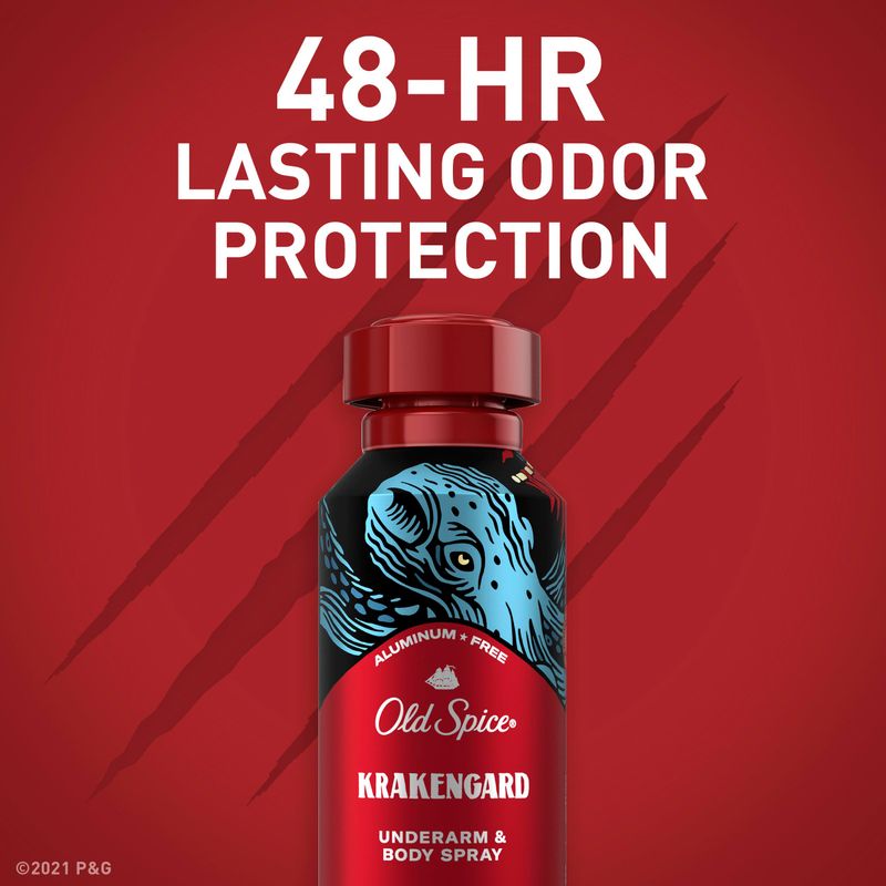 Old Spice Aluminum Free Body Spray for Men, Krakengard, 5.1 Oz (Pack of 2)