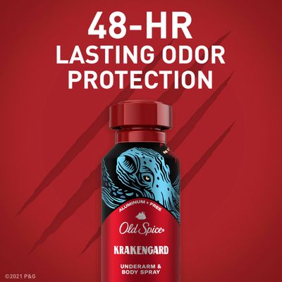 Old Spice Aluminum Free Body Spray for Men, Krakengard, 5.1 Oz (Pack of 2)