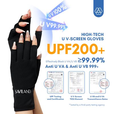 SAVILAND UV Gloves for Nails Professional UPF200 UV Gloves for Gel Manicures Anti UVA & UVB 999 Gloves for Gel Nail Lamp Fingerless UV Light Gloves for Gel Nails Prevent Hands from UV Harm (Black)