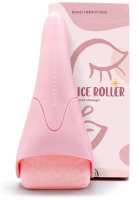 ROSELYNBOUTIQUE Ice Roller for Face Wrinkles Fine Lines Puffiness Stick Massager Facial Skin Care Tools Self Care Gifts for Men Women (Pink)