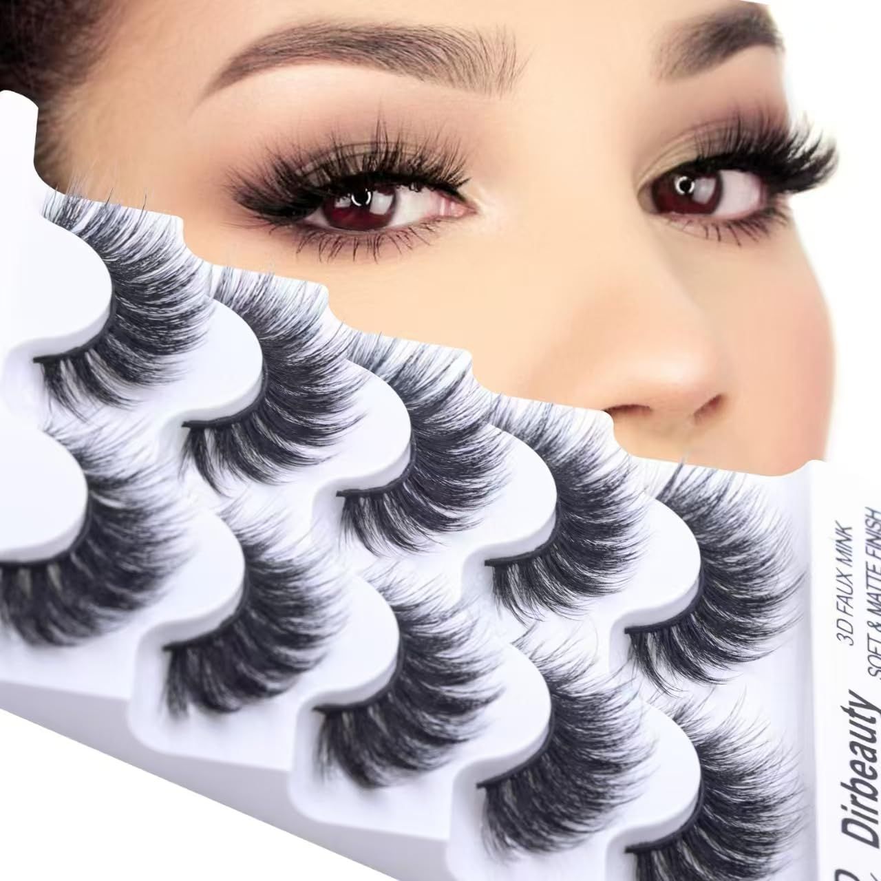 DIRBEAUTY False Eye Lashes Mink Lash Cat- Eye Lashes Look 18MM Long Curly Soft Eyelashes 5 Pairs Pack