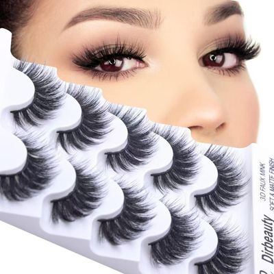 DIRBEAUTY False Eye Lashes Mink Lash Cat- Eye Lashes Look 18MM Long Curly Soft Eyelashes 5 Pairs Pack