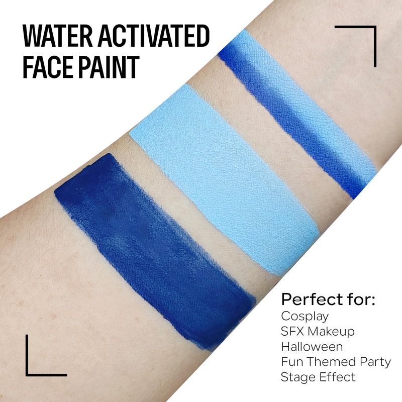 FREEORR Blue Face Body Paint Makeup Foundation 30g, Water Activated DarkBaby Blue Cream to Powder Face Body Paint Makeup for Halloween Costume Cosplay Theater Stage Dress-Up Makeup