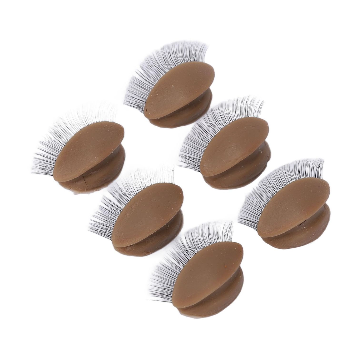 3 Pairs Replaced Eyelids Silicone Double Eyelashes Replacement Eyelids for Mannequin Head Practice Removable Eyelids with Double Layer Eyelashes Eyelash Extension Practice Eyelid (Brown)