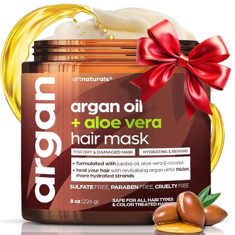 Artnaturals Argan Hair Mask Conditioner - (8 Oz226g) - Deep Conditioning Treatment - Organic Jojoba Oil, Aloe Vera &amp; Keratin - Repair Dry, Damaged, Color Treated, Natural Hair Growth - Sulfate Free