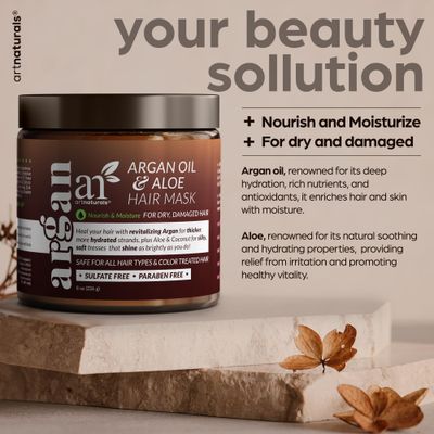 Artnaturals Argan Hair Mask Conditioner - (8 Oz226g) - Deep Conditioning Treatment - Organic Jojoba Oil, Aloe Vera &amp; Keratin - Repair Dry, Damaged, Color Treated, Natural Hair Growth - Sulfate Free